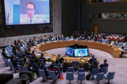 El director ejecutivo de Anthropic, Dario Amodei, interviene virtualmente durante una reunión del Consejo de Seguridad sobre IA en el marco de la Asamblea General de las Naciones Unidas, en Nueva York (EE. UU.)