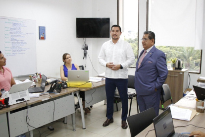Damián Larco acompañó a la presentación de Falconí en su nueva designación