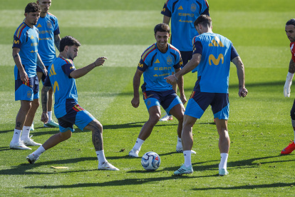 Los Jugadores de la selección española durante el entrenamiento.