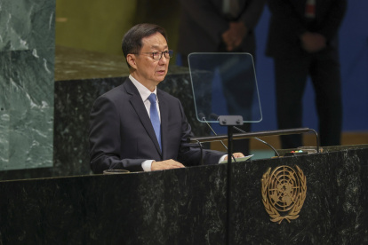 El vicepresidente de China, Han Zheng, habla durante el Debate General de la 81ª sesión de la Asamblea General de las Naciones Unidas (AGNU).