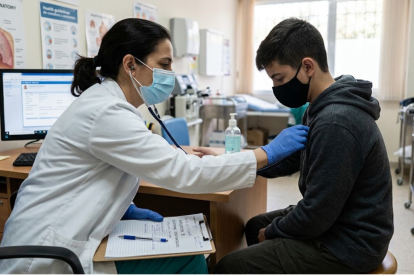 Imagen, generada con IA, para graficar la atención médica frente a una afección respiratoria.
