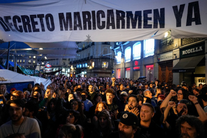 Protesta en la Puerta del Sol tras el rechazo en votación de los dos decretos sobre vivienda.