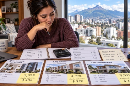 El ingreso disponible, las deudas y la entrada determinan las opciones de financiamiento hipotecario para comprar una vivienda en Ecuador.