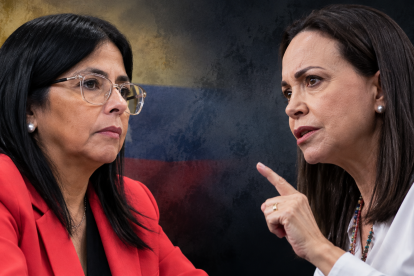 Delcy Rodríguez es la actual presidenta interina de Venezuela y María Corina Machado es premio Nobel de la Paz 2025.