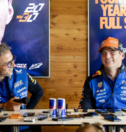 El neerlandés Max Verstappen, durante la conferencia de prensa en la que anunció su renovación con Red Bull.