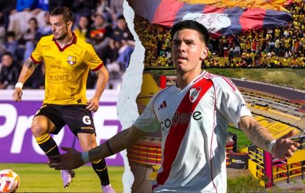 Octavio Rivero y Franco Mastantuono figuras de Barcelona SC y River Plate.