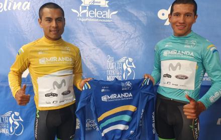 Tricolores. Montenegro (i) es puntero en los premios de montaña, y Steven Haro (d) lidera la clasificación general de la Vuelta a Miranda.
