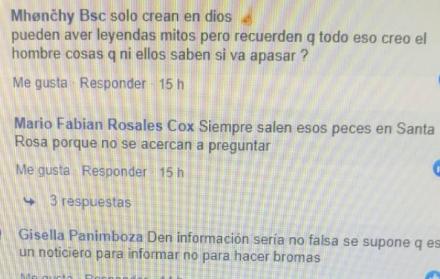 Una captura de los mensajes enviados muestra cómo existe temor por supersticiones de los pescadores.