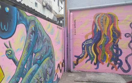La obra está ubicada en la fachada de una propiedad de la calle Sexta y Av. Las Lomas, en Urdesa Central.