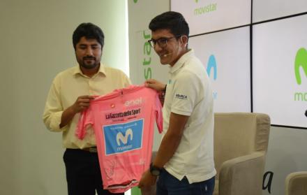 Rueda de prensa en la despedida de Richard Carapaz del Movistar Team.