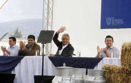 Evento. El presidente de la República, Lenín Moreno, realizó ayer varios anuncios para el sector lechero del país. 