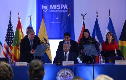 Acto. El secretario de la OEA, Luis Almagro (izq) y el presidente Lenín Moreno en la inauguración del MISPA VII.
