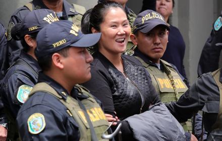 Keiko Fujimori mientras era trasladada a la prisión en 2018.