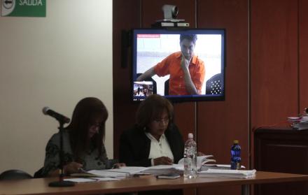 Diligencia. Ricardo Rivera, tío de Jorge Glas, compareció a la audiencia desde el Centro Regional de Guayas.