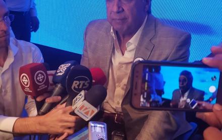 Lenín Moreno habló con los medios en el acto por el inicio del mes de la Mujer. 