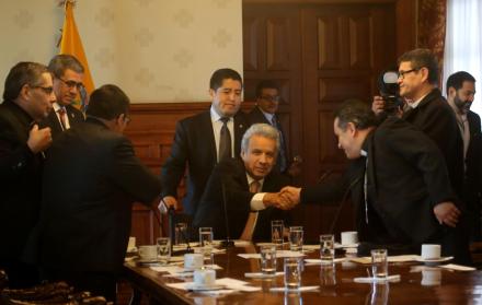 Como parte de los diálogos abiertos, el presidente Lenín Moreno mantuvo un encuentro, ayer, con los principales representantes de la Conferencia Episcopal Ecuatoriana. El mandatario agradeció por la participación de la Iglesia en los acuerdos de paz con e