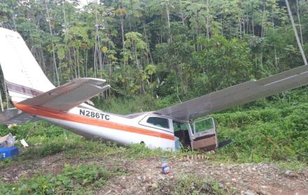 Imagen de la avioneta accidentada en la frontera. 