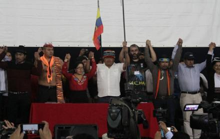 Corolario. Los líderes indígenas convocaron ayer a una rueda de prensa en la Casa de la Cultura para agradecer a las entidades públicas y privadas que los apoyaron durante la movilización.