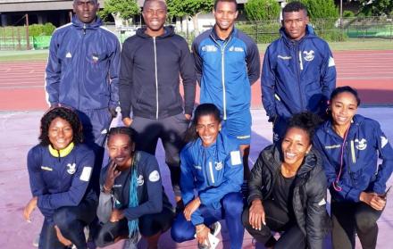 Deportistas ecuatorianos que participan en el Campeonato Mundial de Relevos, en Japón.