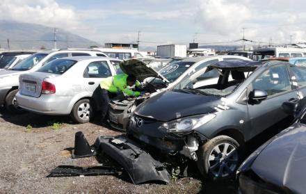 Los agentes recorrieron el lugar para revisar los vehículos