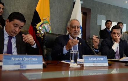 Rueda de prensa del Ministerio de Hidrocarburos.
