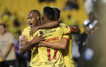 Imagen referencial. Celebración de algunos jugadores de Barcelona en el partido contra Dep. Cuenca.