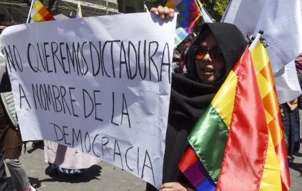Partidarios del expresidente boliviano Evo Morales participaron en una manifestación este lunes.