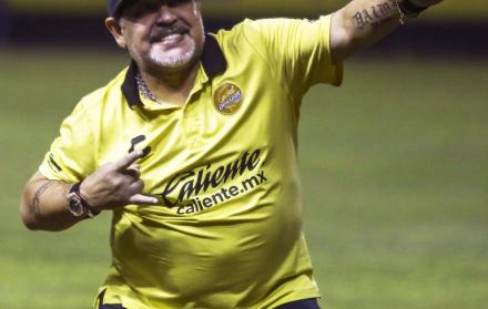 Diego Maradona, tecnico del Dorados de Sinaloa.