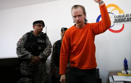 Ola Bini en la audiencia de Habeas Corpus.