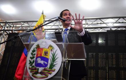 Juan Guaidó, líder opositor venezolano, habló con los medios de comunicación.