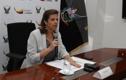 La ministra del Interior ofreció una rueda de prensa para dar detalles sobre el caso del exfuncionario, este miércoles 10 de abril de 2019.