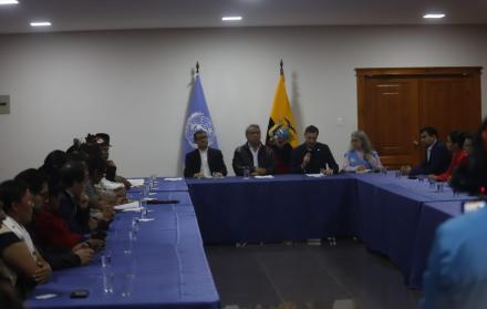 Representantes indígenas se reúnen con el presidente Lenín Moreno. 