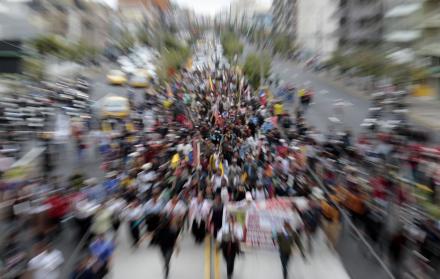 Llegada de manifestantes indígenas a Quito el 8 de octubre de 2019.
