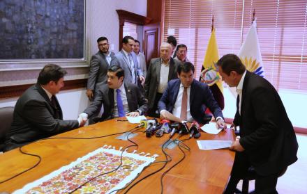 Firma del acuerdo entre el Estado y los jubilados, el pasado 7 de agosto de 2019. 