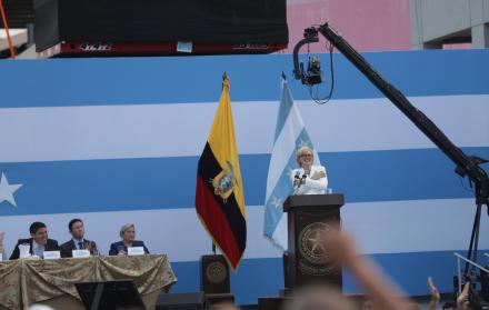 Discurso. La alcaldesa Cynthia Viteri pronunció su primer discurso como la primera edil de la ciudad.