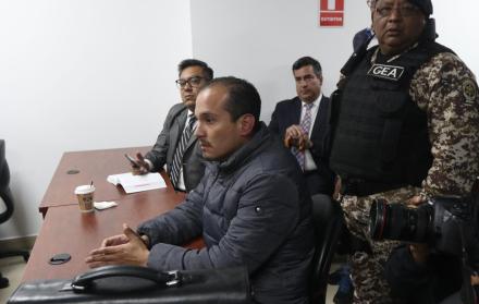 Álex Bravo en la audiencia judicial por la red de corrupción en Petroecuador realizada el 15 de febrero de 2017. 