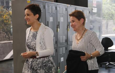 Encuentro. Vanessa Aguirre y Alexandra Vela son dos de los veedores de la evaluación de la Corte Nacional.