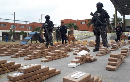 Decomiso. La última incautación ocurrió el lunes, con el decomiso de 1,3 toneladas de clorhidrato de cocaína.