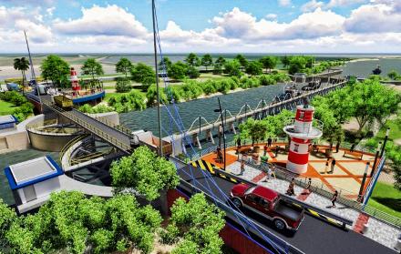 Panorama. Cerca de cinco hectáreas del entorno del canal de Las Esclusas serán destinadas para zona recreativa, áreas verdes y de caminerías. Es parte del conjunto turístico.