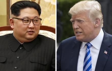 Líder norcoreano, Kim Jong-Un (i) y presidente de Estados Unidos, Donald Trump (d).
