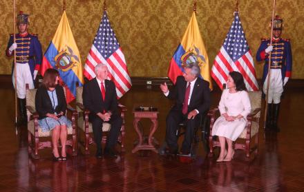 Visita. La llegada del vicepresidente de Estados Unidos, Mike Pence, fue clave para relanzar relaciones con ese país. El presidente Lenín Moreno lo recibió en el Palacio de Carondelet.