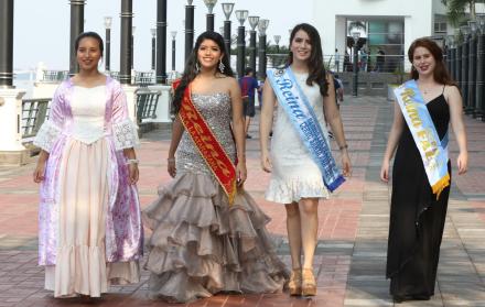 Las representantes. Tatiana Yagual, de la Ferroviaria; Valentina Arias, de La Atarazana; Valeria Miño, del barrio Las Peñas; y Annabel Riera, de la FAE.