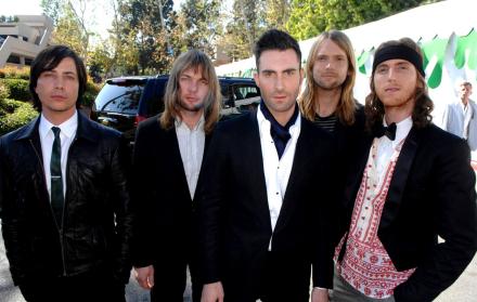Integrantes de la banda estadounidense, Maroon 5 en 2015.