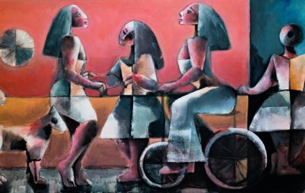 Quimbita ha elaborado cerca de 3.000 lienzos. En ellos se observan distintos materiales como óleos, acrílicos, pero la temática relacionada al mestizaje se mantiene. 