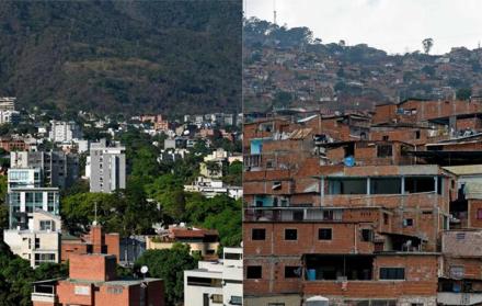 Comparación entre la urbanización Altamira (i) y el barrio Carapita (d), ambos ubicados en Caracas.