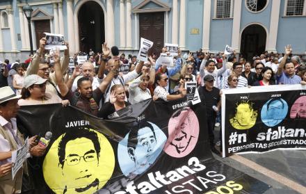 Plantón por periodistas el pasado abril de 2018.