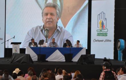 El presidente Lenín Moreno en la inauguración del nuevo hospital de Manta.