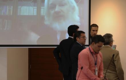 La audiencia del caso del fundador de Wikileaks tuvo lugar en el Complejo Judicial Norte, en Quito, el jueves 25 de octubre de 2018.
