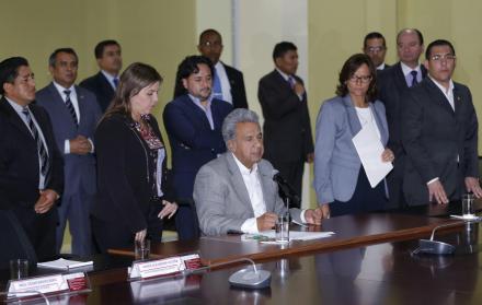 Cita. En la sala de crisis del ECU-911 se reunió el Consejo Ampliado de Seguridad y el presidente hizo los 7 anuncios.