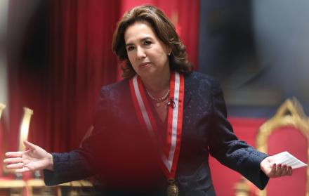 La jueza suprema Elvia Barrios fue registrada este lunes, durante su asunción como presidenta del Poder Judicial de Perú, en el Palacio de Justicia de Lima (Perú
